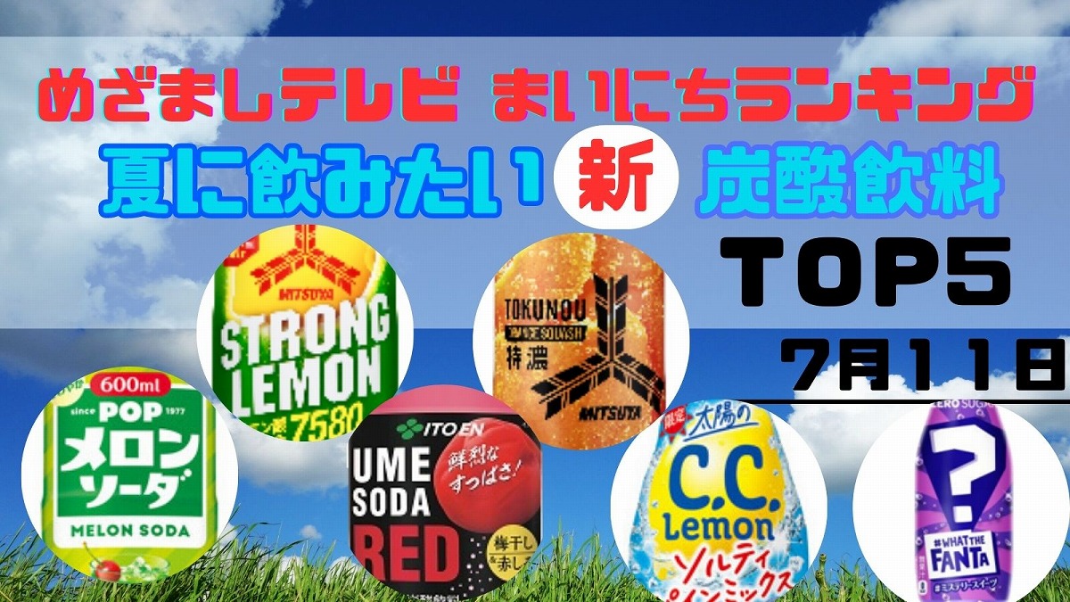 夏に飲みたい新炭酸飲料 売れ筋ＴＯＰ５