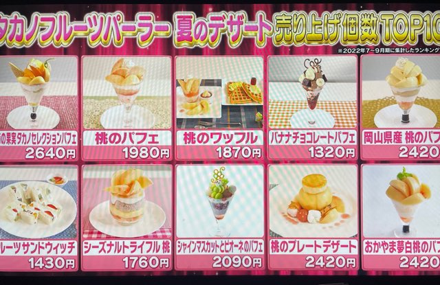 Takano Fruit Parlor Shinjuku main store special summer menu