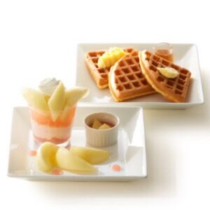 Seasonal Peaches with waffles