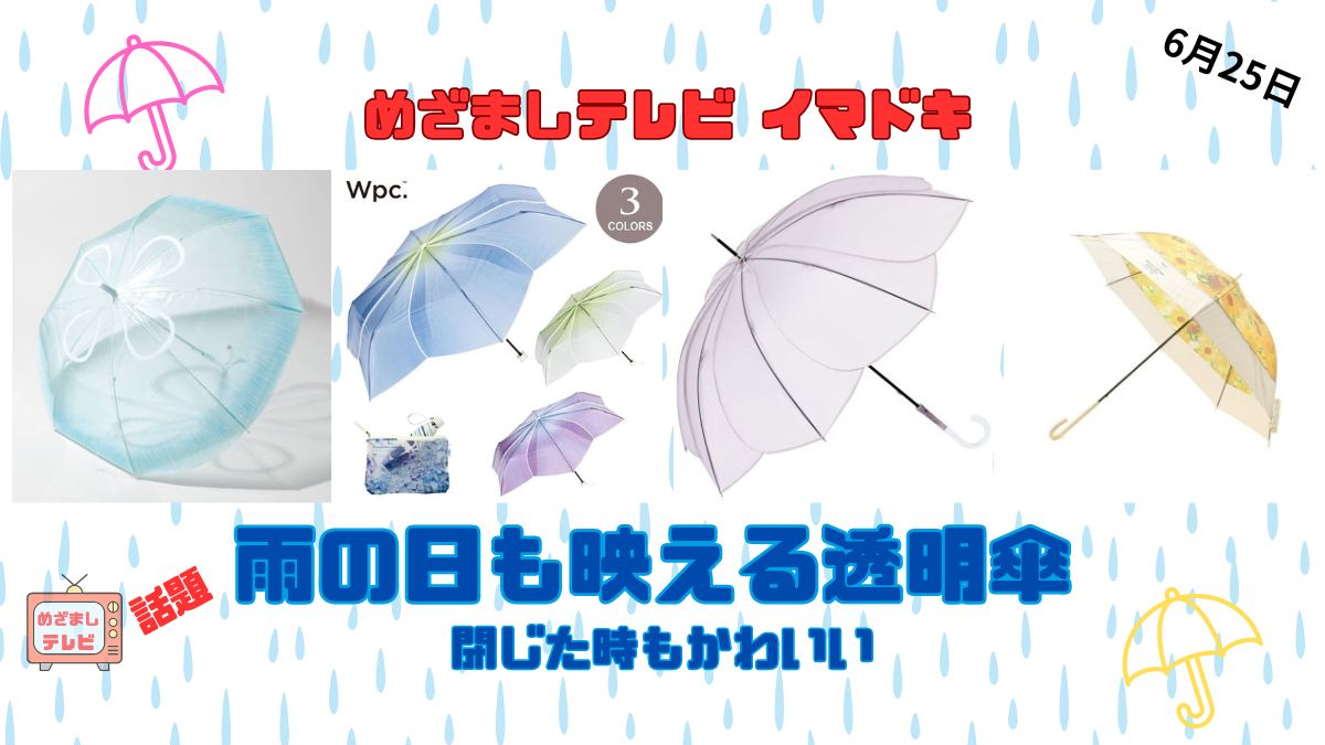 めざましテレビ イマドキ 閉じた時もかわいい『雨の日も映える透明傘』名画が傘に、花の形の傘など雨の日が待ち遠しくなる