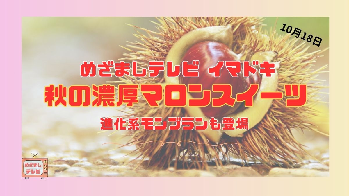 めざましテレビ 『秋の濃厚マロンスイーツ』進化系モンブランも登場 今日のイマドキ ｜10月18日