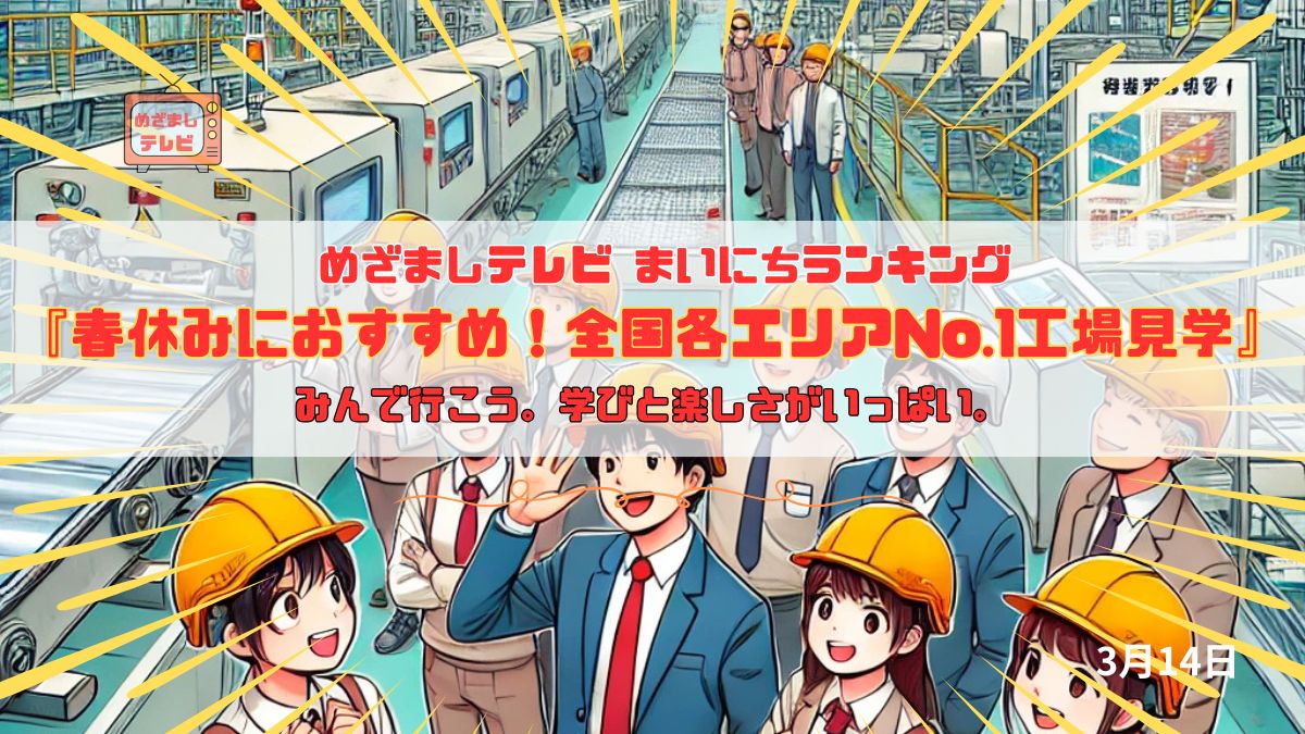 今日のめざましテレビまいにちランキング『春休みにおすすめ！全国各エリアNo.1工場見学』親子で行こう。学びと楽しさがいっぱい。｜3月14日