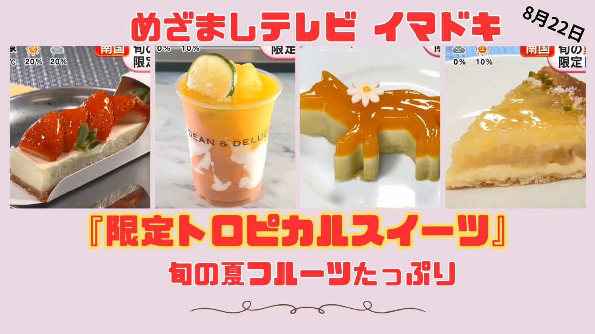 めざましテレビ 旬の夏フルーツたっぷり『限定トロピカルスイーツ』青山・中目黒・丸の内で出会うフルーツデザート4選 今日のイマドキ｜8月22日