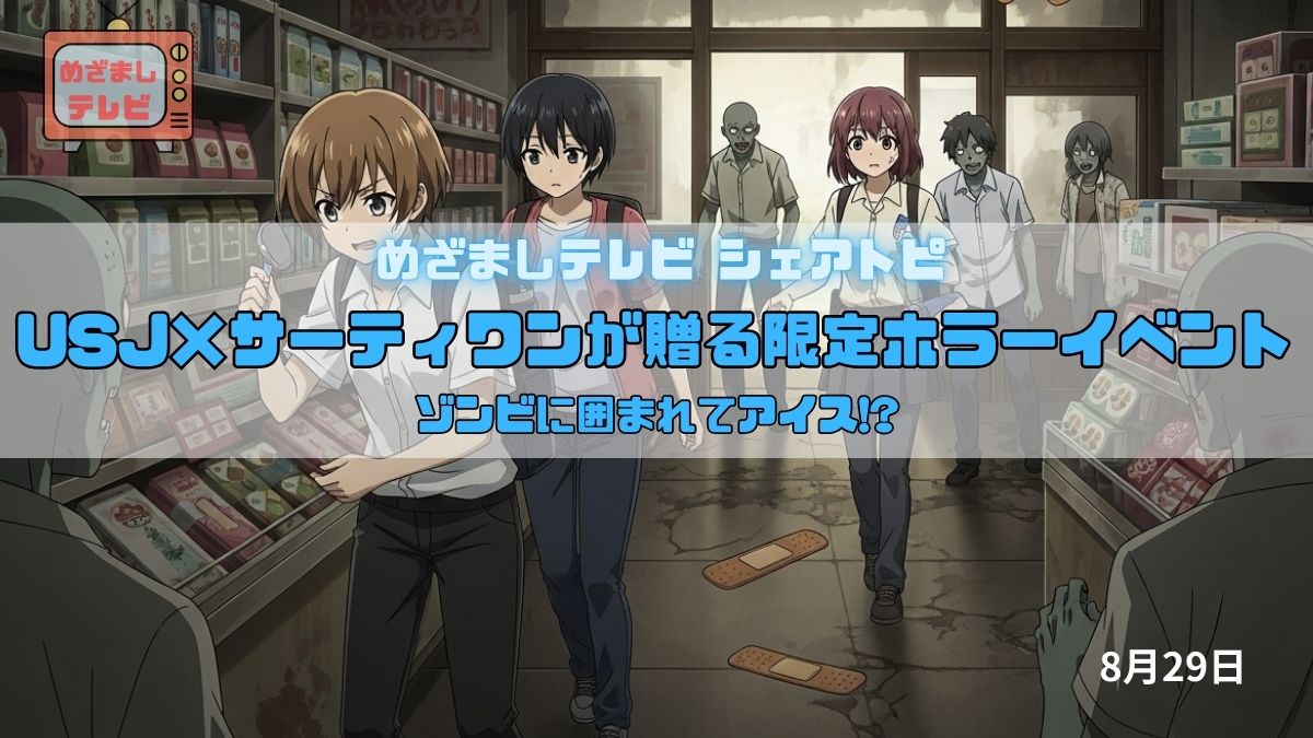 今日のめざましテレビまいにち シェアトピ『ゾンビに囲まれてアイス!? USJ×サーティワンが贈る限定ホラーイベント』｜8月29日