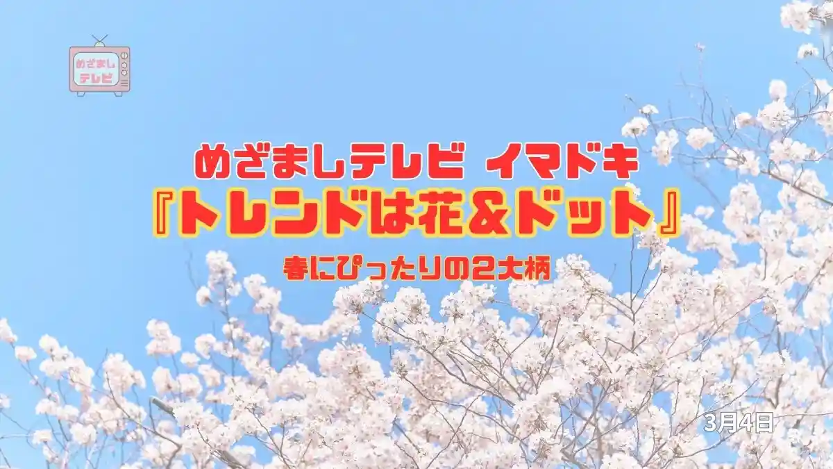 めざましテレビ 春にぴったりの２大柄『トレンドは花＆ドット』今日のイマドキ｜3月4日
